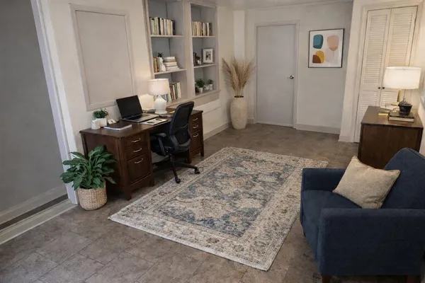 a living room with furniture and a couch