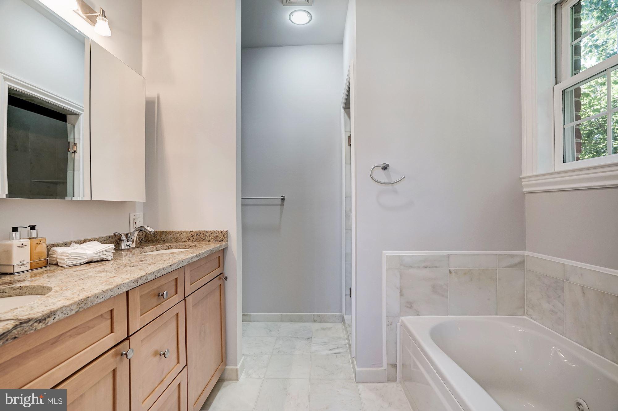 3 Sunset Drive Alexandria, VA 22301 - Photo 23 of 47 a bathroom with a granite countertop sink mirror and a bathtub