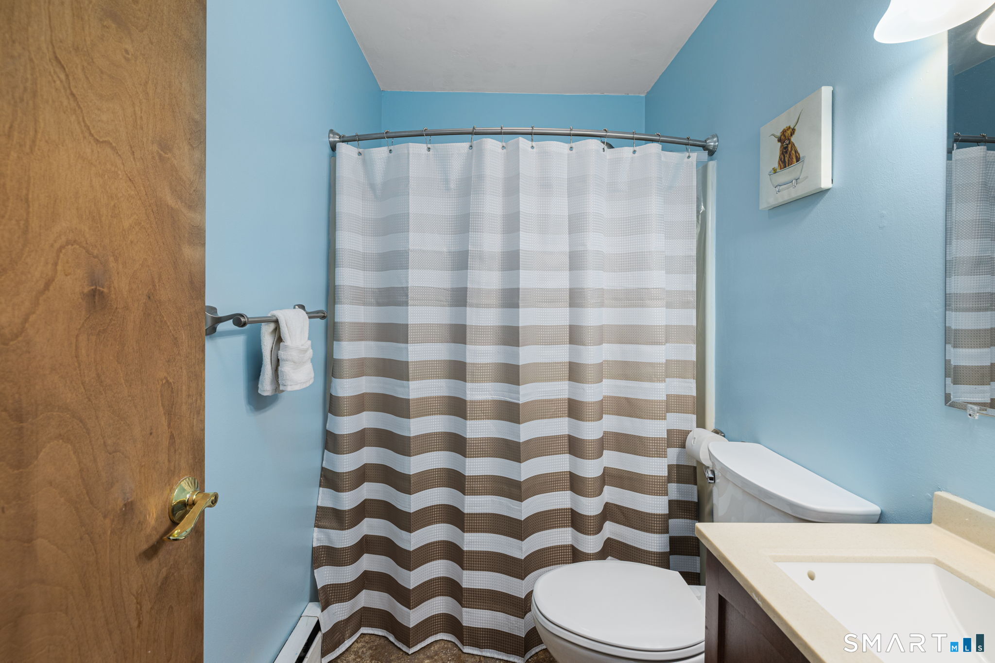 89 Kinney Hill Road Plainfield, CT 06374 - Photo 15 of 33 a white toilet sitting next to a shower curtain