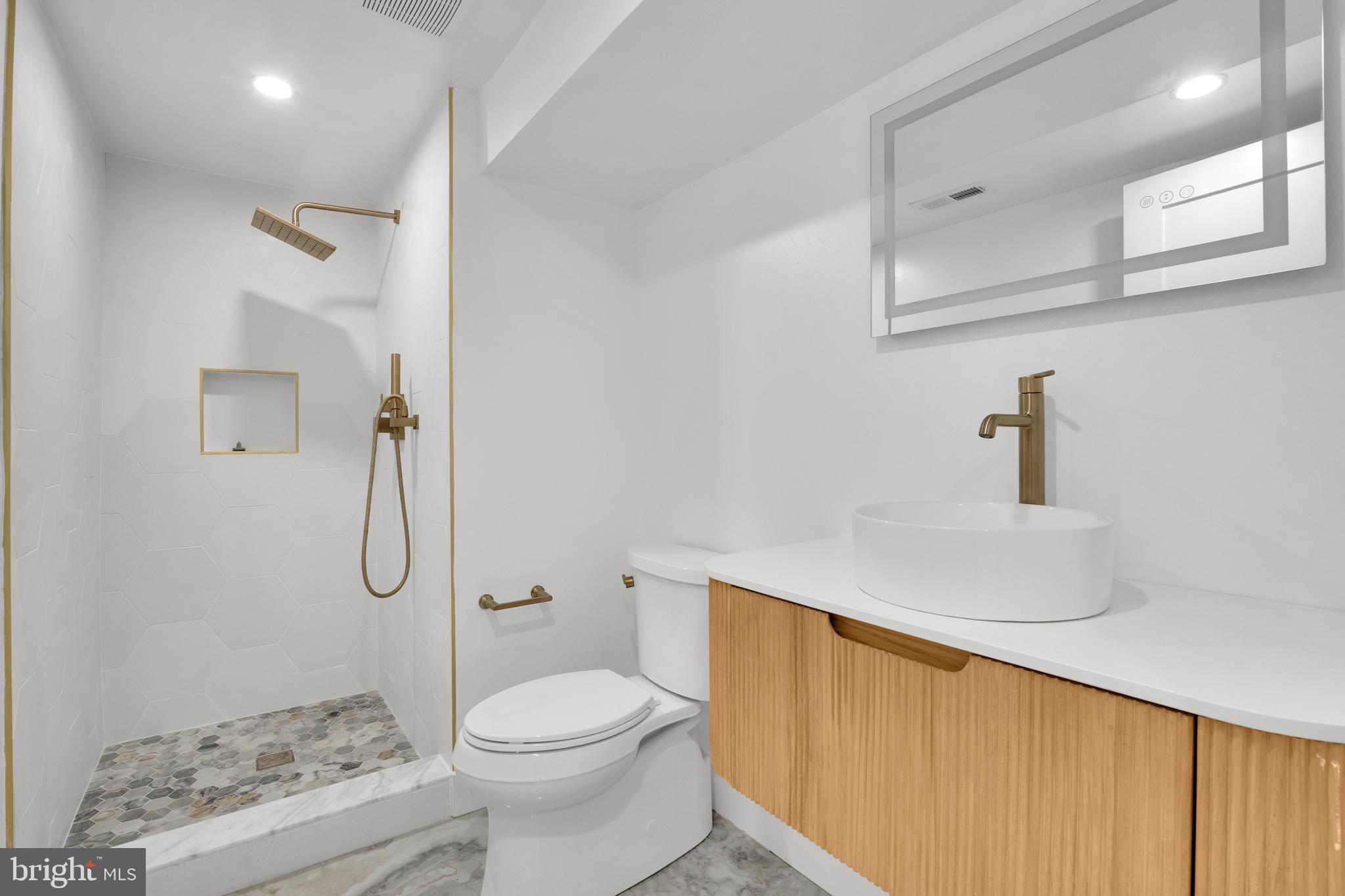 1312 Franklin Street Northeast Washington, DC 20017 - Photo 35 of 42 a bathroom with a sink a toilet and shower