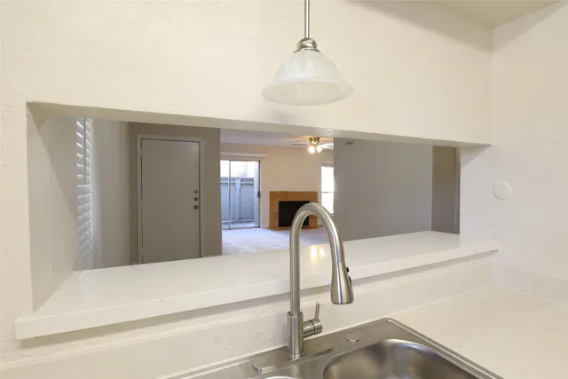 a view of lobby with mirror