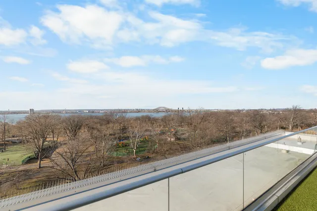 a view of a city from a balcony
