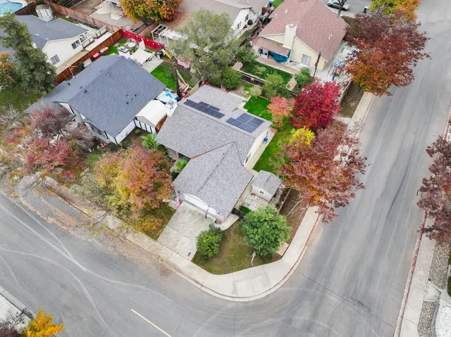 an aerial view of a house