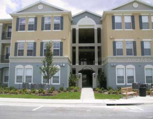 a front view of a multi story building