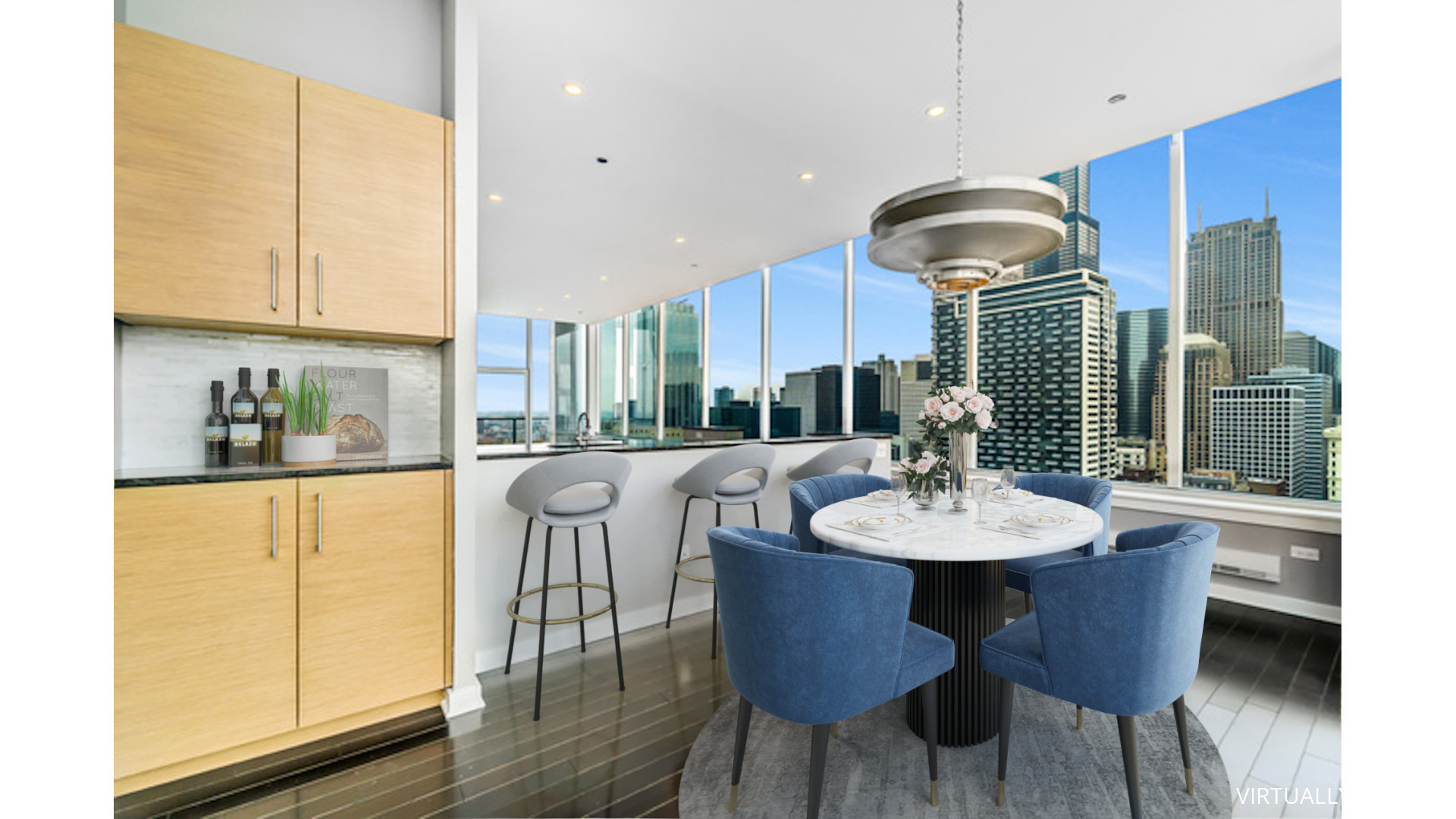 611 South Wells Street, Unit 3102 Chicago, IL 60607 - Photo 8 of 33 a view of a dining room with furniture window and wooden floor