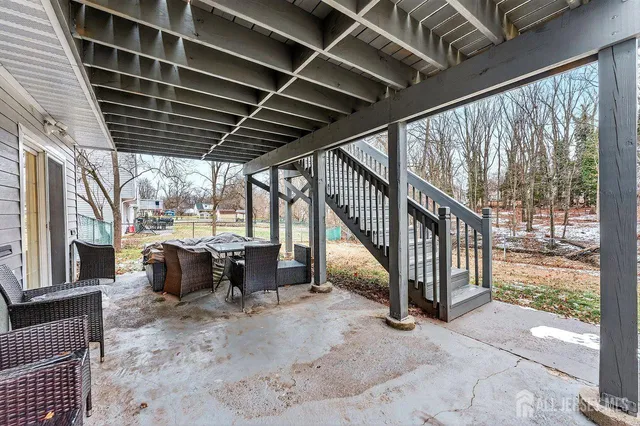 a view of porch with seating space