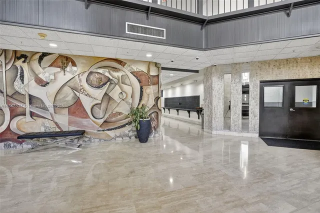 a view of a garage with furniture