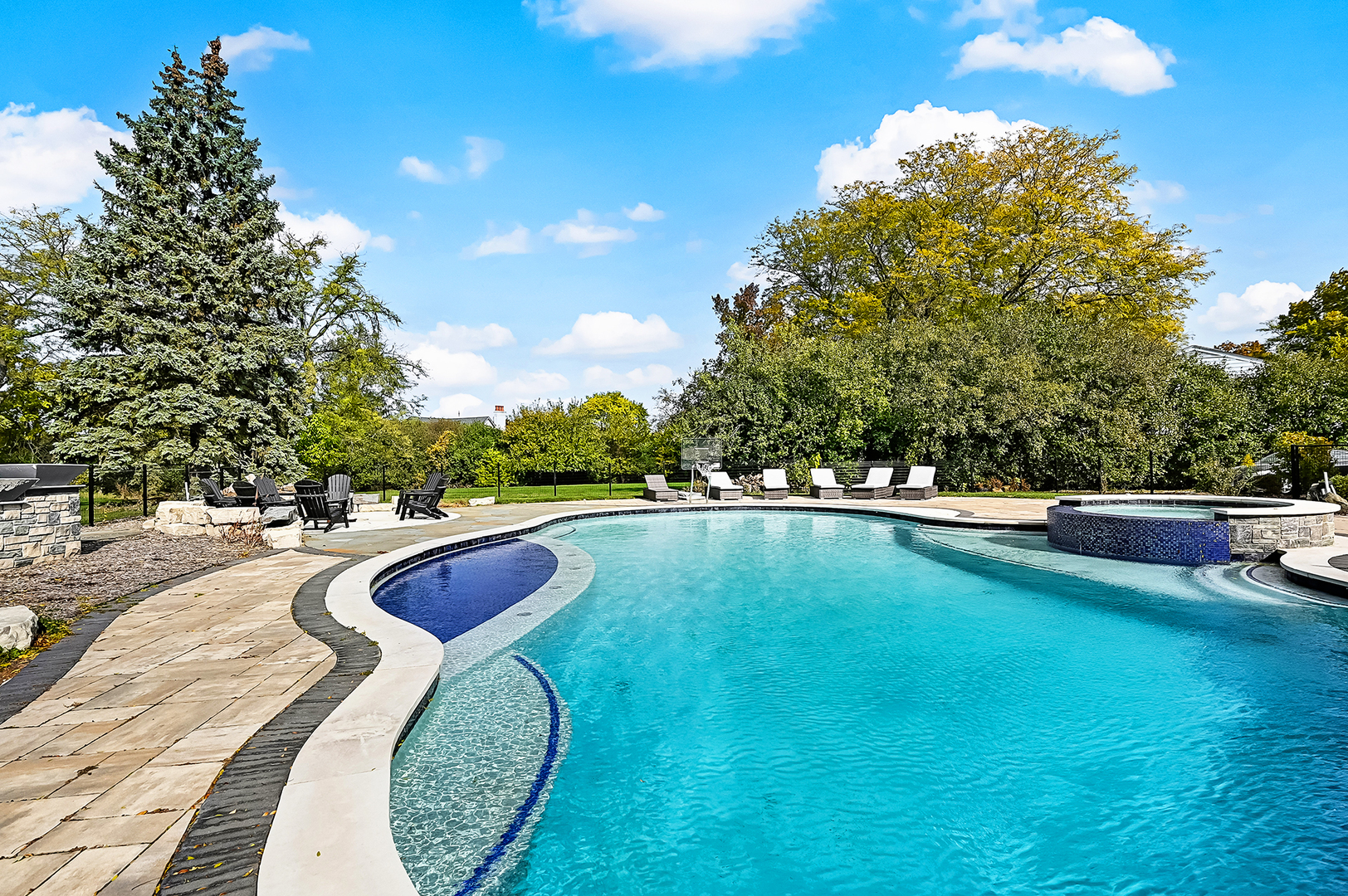6750 County Line Lane Burr Ridge, IL 60527 - Photo 26 of 35 a view of swimming pool with outdoor seating and plants