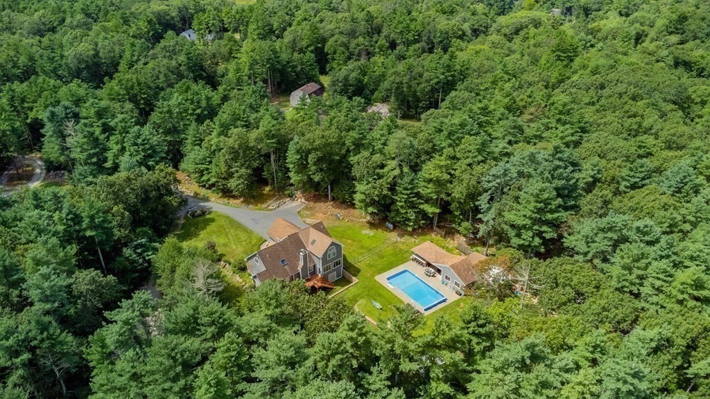 28 Gammons Road Acushnet, MA 02743 - Photo 36 of 39 an aerial view of a house with a yard and swimming pool