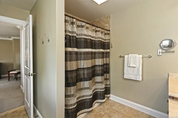 a bathroom with a shower
