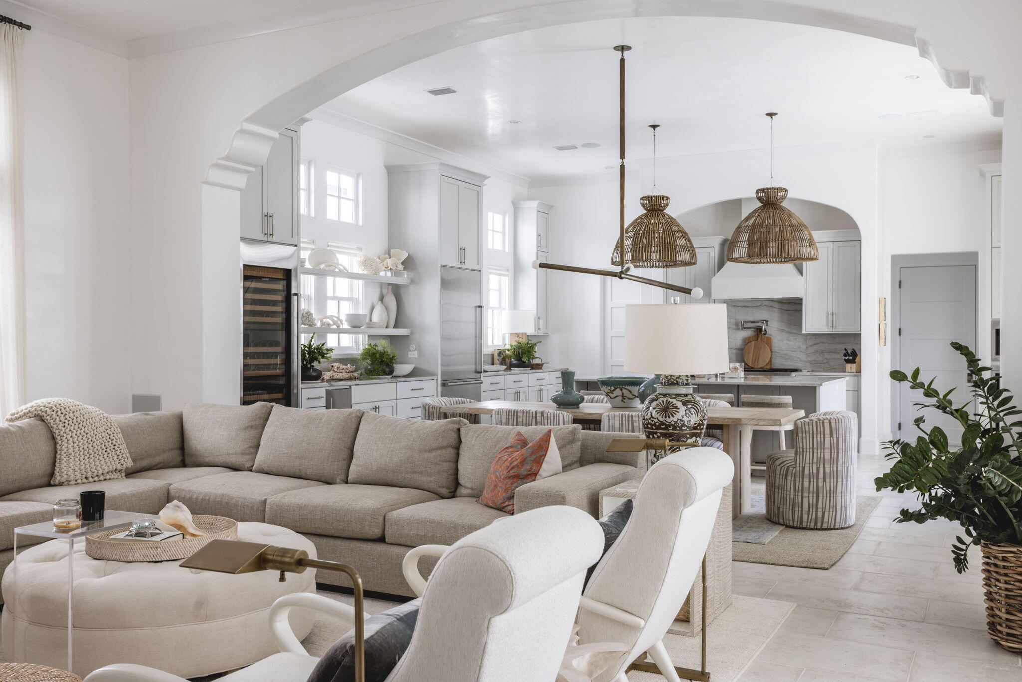 91 Whalebone Alley Inlet Beach, FL 32461 - Photo 2 of 17 a living room with furniture kitchen view and a chandelier