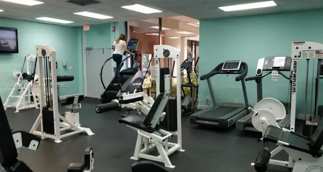 a view of a room with gym equipment
