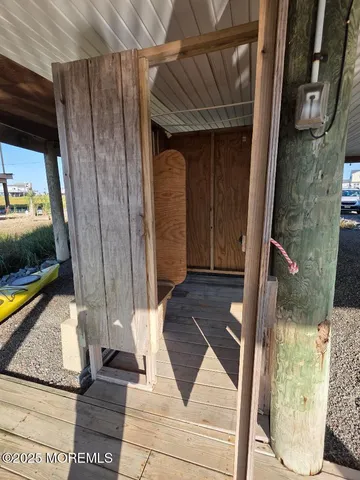 a view of a balcony with lake view