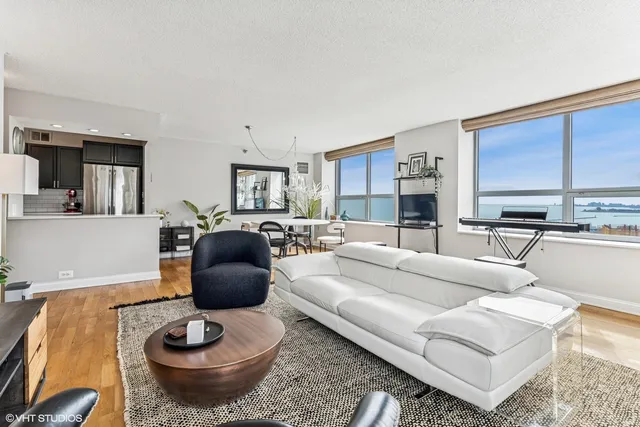a view of a terrace with food and city view