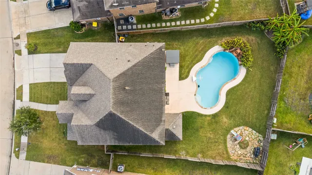 an aerial view of a house