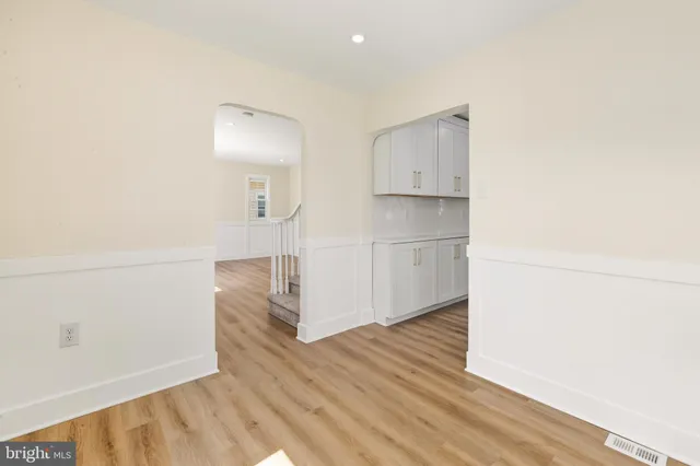 a view of kitchen with wooden floor