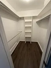 a view of an empty walk in closet