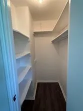 a view of an empty walk in closet