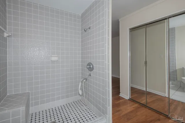 a bathroom with a shower