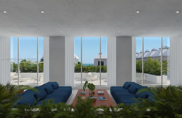 a outdoor dining space with furniture and window