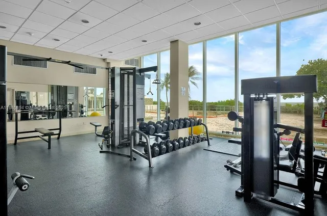 a view of a room with gym equipment