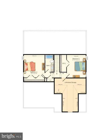 a picture of a room with a white wall and a painting