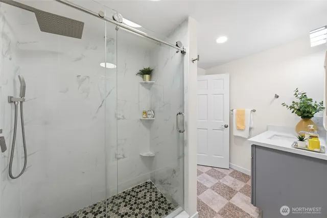 a bathroom with a shower