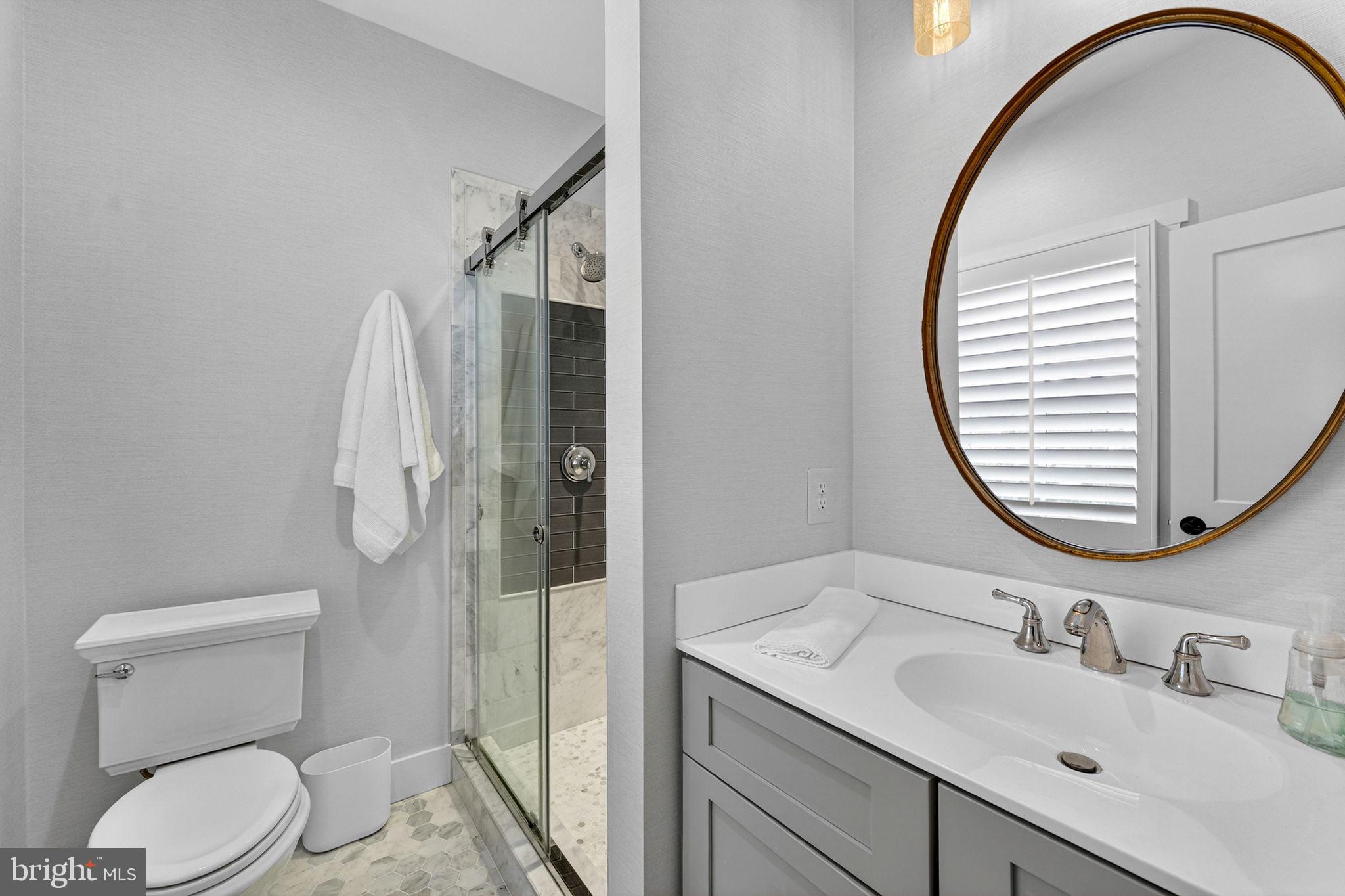 105 Reed Street Middleburg, VA 20117 - Photo 44 of 62 a bathroom with a sink a toilet and a mirror