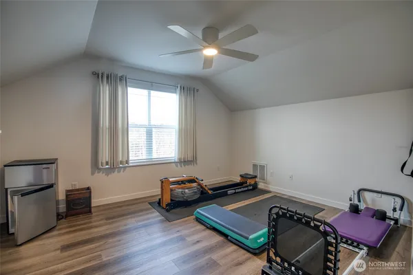 a bed room with a bed and a store