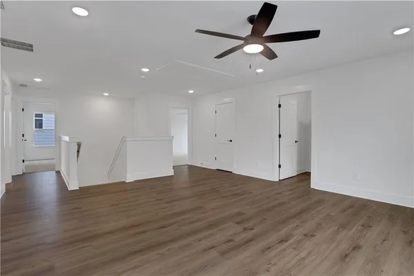 a view of a room with racks on the wall