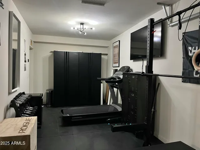 a view of a room with gym equipment