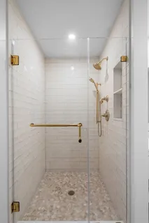 a bathroom with a shower