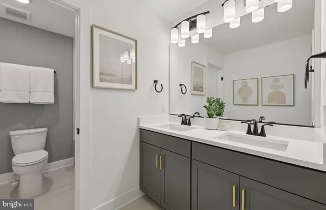 a bathroom with a toilet a sink and mirror