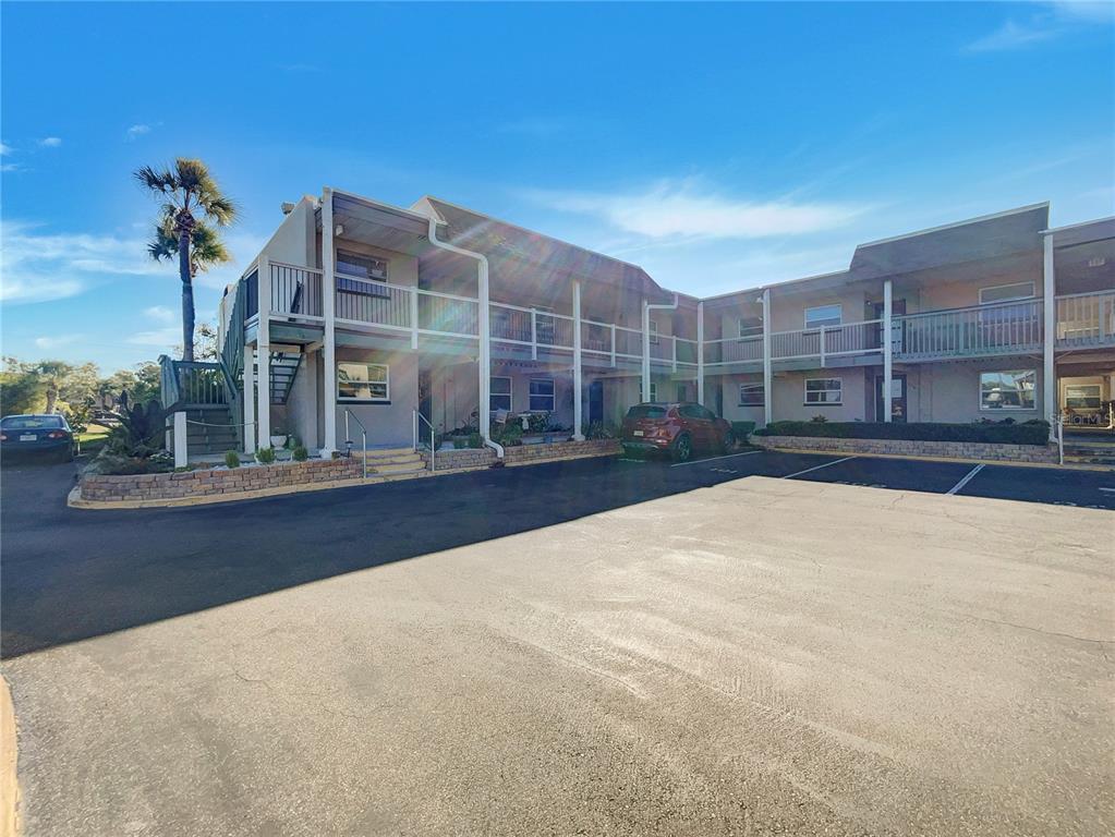 a view of a building with a outdoor space