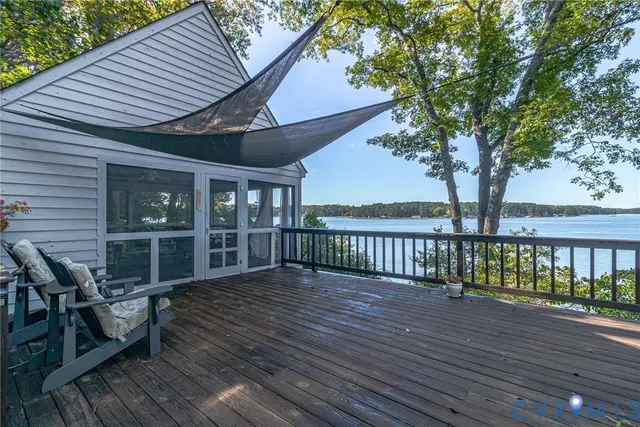 a view of a lake with a mountain in the background