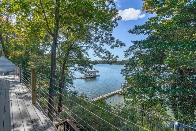 a view of a wooden roof deck