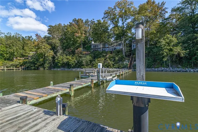 a view of a lake with a building in the background