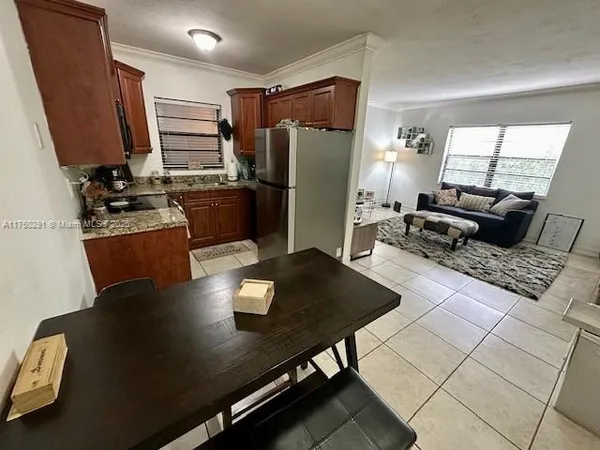 a living room with furniture