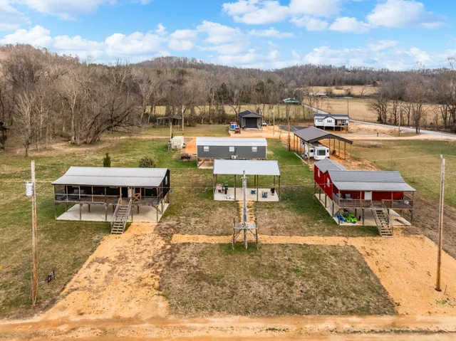 a view of a lake with houses