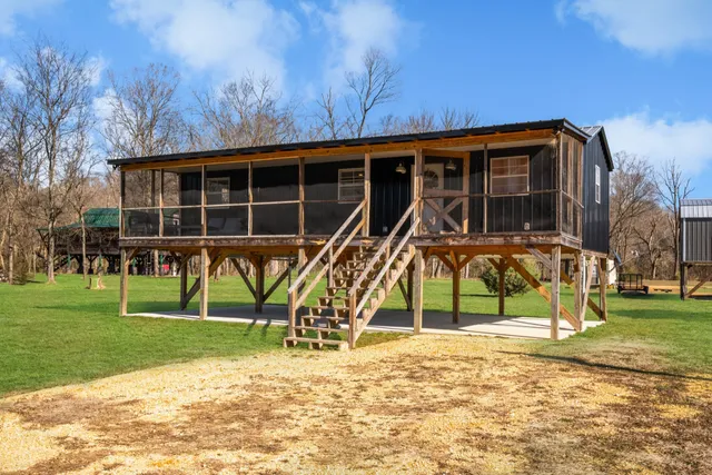 a view of a house with a yard and a large tree