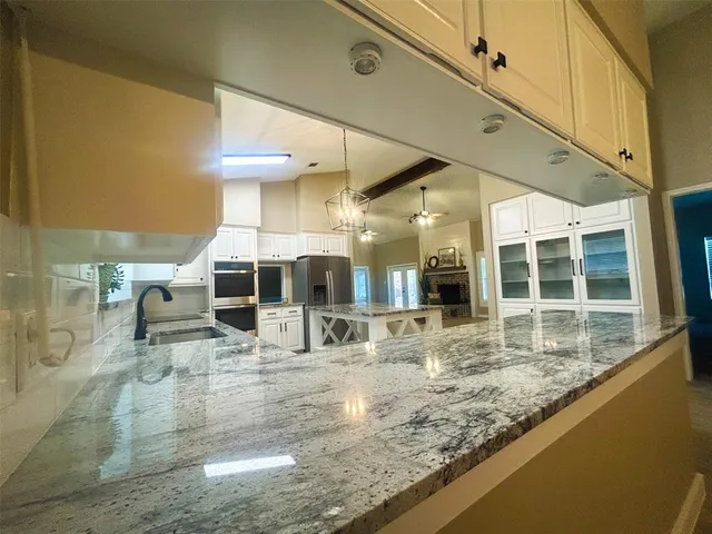 a view of a large building with a large window