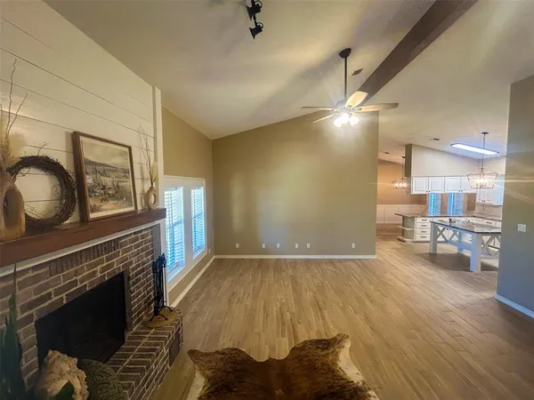 a view of kitchen and living room