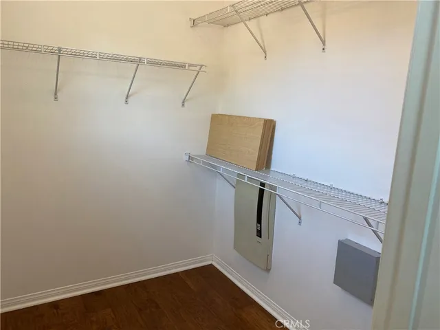 a view of a room with racks on the wall