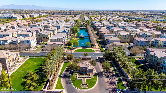 a view of a lake with houses