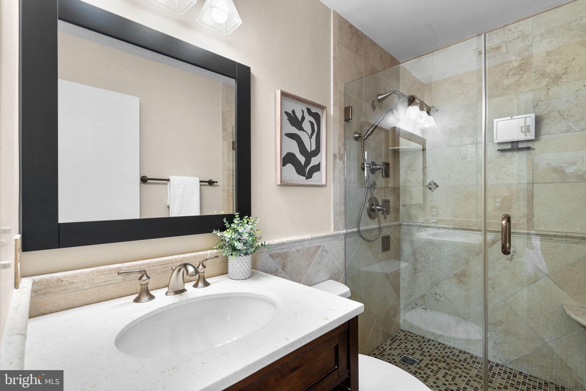 122 Hamilton Avenue Silver Spring, MD 20901 - Photo 23 of 45 a bathroom with a sink a mirror and a shower