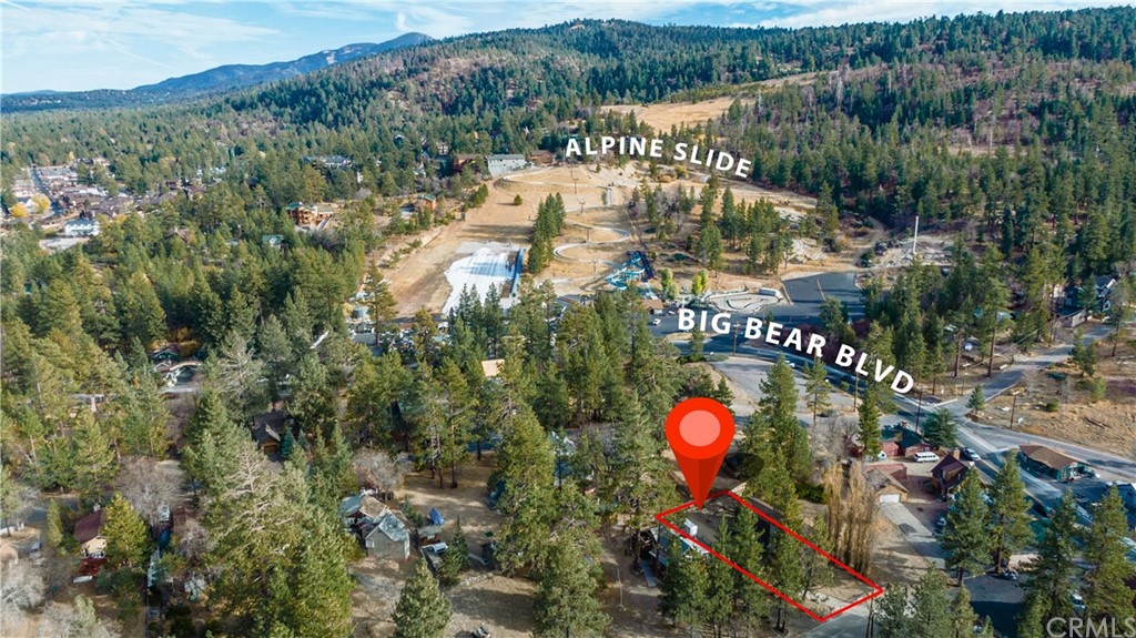 725 Temple Lane Big Bear Lake, CA 92315 - Photo 3 of 65 a aerial view of a house with a swimming pool yard and outdoor seating