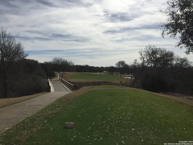 a view of a river and garden with trees in the background