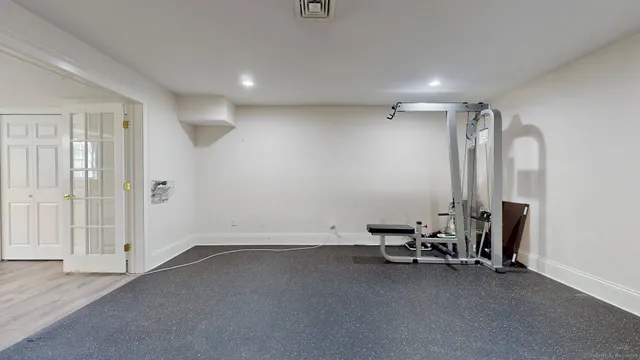 a view of a room with gym equipment