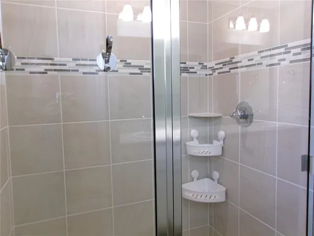 a bathroom with a mirror