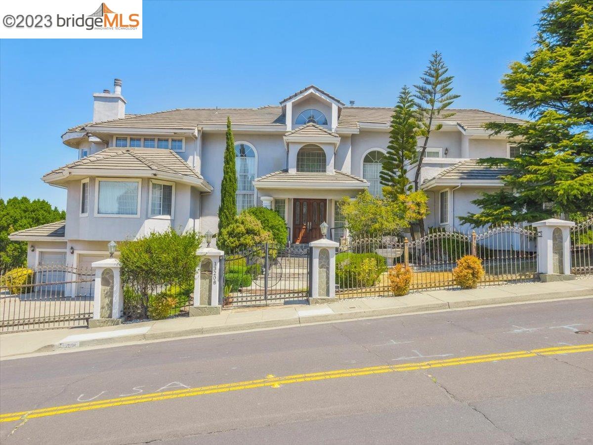 a front view of a building with street view